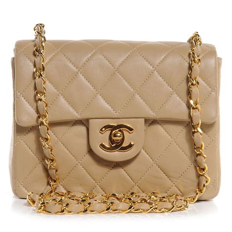 beige chanel mini flap